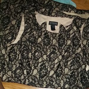 Lace black and nude dress